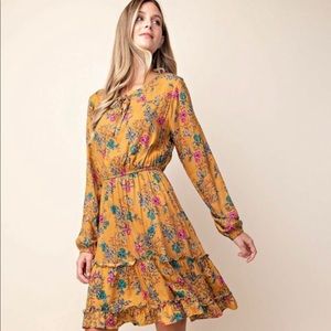 Mustard floral dress